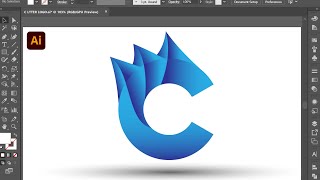 Create C latter Gradient logo design in illustrator Bangla Tutorial  illustrator logo design [upl. by Lyn]