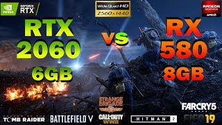 RTX 2060 vs RX 580 Tested in 7 PC Gameplay in 1440p  Intel Core i58400 28GHz [upl. by Keri750]