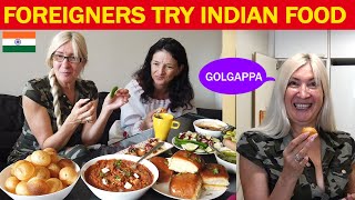 Foreigners try Indian Food  Foreigners trying PANIPURI \PAVBHAJI Indian Food reaction indianfood [upl. by Llekcm685]