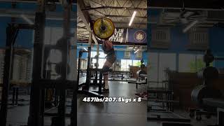 457lbs2075kgs x 5  501lbs2275kgs x 1 Comp Squat [upl. by Neela]