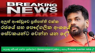 අලුත් ආණ්ඩුවෙන් වැඩිපුර පඩි ගෙවන්නේ රජයේ සේවකයන්ටද පෞද්ගලික සේවකයන්ටද NPP policies and job market [upl. by Yert]