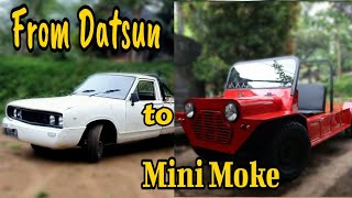 Datsun transformation to mini moke  mini moke homemade  mini jeep [upl. by Boehmer743]