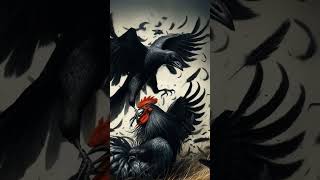 Clash of the Black Wings Battle in the Wild wildlifebattle chicken crow animals animalbattle [upl. by Merrel]