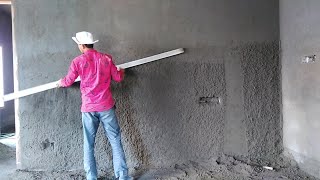 Brick wall plastering Kannada style [upl. by Eirrotal41]