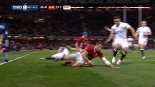 Amazing 2nd try for Alex Cuthbert Wales v England 16 March 2013 [upl. by Dorene]