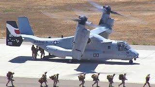 MV22 Osprey Tiltrotor Aircraft Air Lift US Marine Battalion [upl. by Melly]