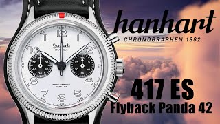 El reloj que llevaría STEVE MCQUEEN hoy en día Hanhart Chronographen 1882 417 ES Flyback Panda 42 [upl. by Lahcym]