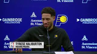 Tyrese Haliburton player of Pacers postgame interview 12 15 2024 [upl. by Enyamart]