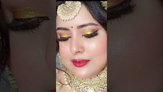 Golden Glitter Eye Makeup Tutorial  Bridal Makeup under 500  rupees [upl. by Padgett]