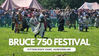 BRUCE 750 Festival in DUNFERMLINE with Jousting  Scotland Walking Tour  4K  60FPS [upl. by Rekrap784]