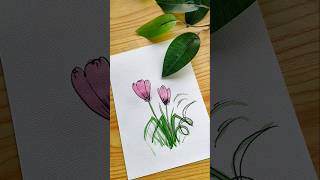 Simple and Easy Flower painting watercolor flower flowerpainting flowers [upl. by Ennairac]