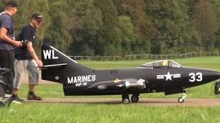 WL25 Grumman F9F4 Panther US Marines Scale Turbine Modell Jet Flight Demo [upl. by Gwyn]