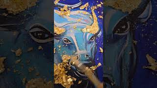 Gold leafing ✨️ arttechniques art goldleafpainting [upl. by Wynne612]