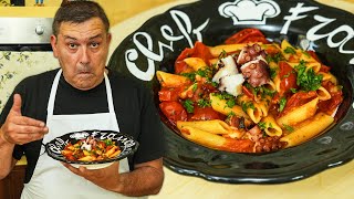 PENNE allARRABBIATA CON il POLPO  Ricetta ESTIVA PICCANTE [upl. by Eimmelc]