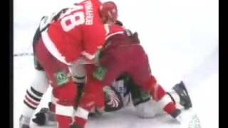 KHL Russian hockey mass fight 09012010 Avangard  Vityaz Jagr 410 min penalty [upl. by Pickard]