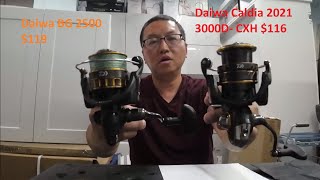 116 Daiwa Japan BG 2021 CALDIA LT3000CXH VS 119 DAIWA USA BG 25000 UNBOXING [upl. by Alesig]