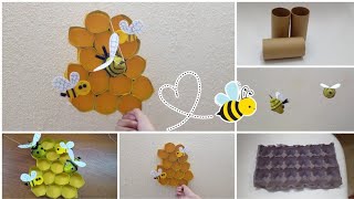 Como HACER UN PANAL DE ABEJAS  como HACER ABEJITAS CON ROLLO DE PAPEL Y CARTON DE HUEVO [upl. by Janerich]