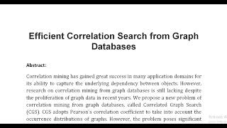 Efficient Correlation Search from Graph Databases [upl. by August]