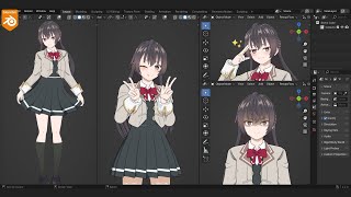 How to make Anime girl in Blender 【Blender 42】 [upl. by Birecree189]