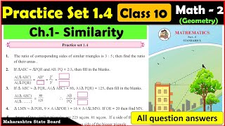 Class 10 Maths Part 2  Practice set 14 Chapter 1  Similarly  10th standard Geometry  SSC Board [upl. by Thirzia]