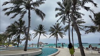 Maldives  Holiday inn Kandooma  Walk Tour  Breakfast Options  Rainy Weather [upl. by Tenay]