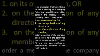 Power of NCLT to call EGMSECTION 98 OF COMPANIES ACT 2013companylawexam lawcorporategovernance [upl. by Nomihs]