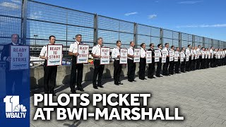 Hundreds of pilots picket at BWIMarshall [upl. by Eikceb]