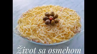 Mimoza Salata Recept Mimosa Salad Recipe  Život sa osmehom [upl. by Melak]