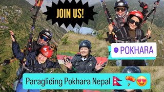 Paragliding Pokhara Sarangkot Nepal 🇳🇵Happy Passengers Enjoying Flying🪂😍 [upl. by Annaid]