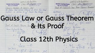 Gauss Theorem and its Proof Chapter 1 Electric Charges and Fields Class 12 Physics [upl. by Melita590]