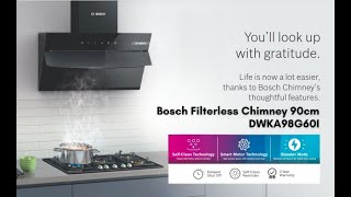 Bosch Filterless Chimney Self Clean technology 90cm DWKA98G60I [upl. by Pepillo]