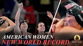 American Women Set 4x100 Medley World Record  Paris Olympics 2024 [upl. by Elokin422]