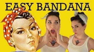 Easy Rockabilly Bang and Bandana Hairstyle  1950s Hair Tutorial  Aubrey London [upl. by Libbna]