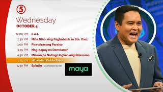 TV5  Wednesday Schedule Sponsored by Maya OCTOBER42023 [upl. by Fulcher]