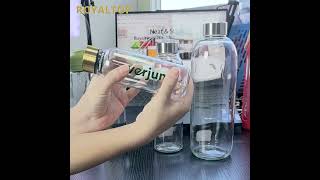 Glassware 300ml 500ml 750ml 1000ml Glass Water amp Juice Bottle with Stainless Steel Lid [upl. by Annel828]