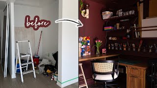 30 Sq Ft Closet Turned Home Office and Art Studio  DIY pegboard [upl. by Gievlos]