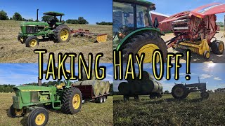 Raking Baling amp Hauling the Hay Off On A Small Farm [upl. by Tommie]