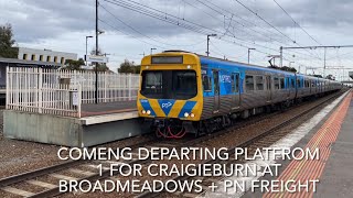 Comeng Departing Platform 1 For Craigieburn at Broadmeadows  PN Freight [upl. by Siladnerb930]