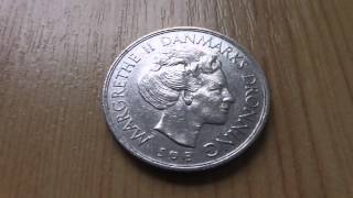 Denmark coin  1 Krone  Margrethe II Danmarks Dronning [upl. by Lindi77]