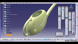 CATIA v5 surface tutorial for a watering can [upl. by Netsrak]