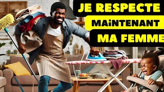 Jai perdu le défi de ma femme Je nai pas pu faire son travail une journée 😂😂😂 conteafricain [upl. by Asselim]