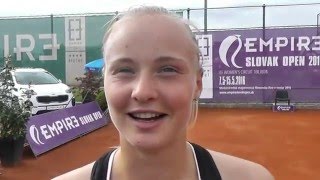 EMPIRE Slovak Open 2016 QF interview Rebecca Sramkova SVK  Kuzmova SVK 63 64 [upl. by Elleirad208]