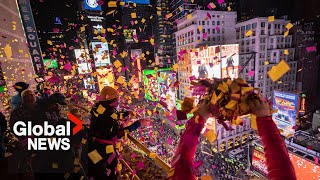 New Year’s 2024 New York City celebrates with iconic ball drop at Times Square [upl. by Yerffoeg625]