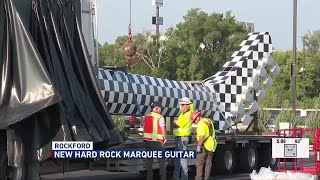 Rockford gets ready to rock with arrival of 62foot guitar for Hard Rock Casino [upl. by Turro765]