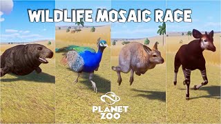 Okapi Indian Peafowl Red Necked Wallaby Dwarf Caiman Grey Seal  Planet Zoo Animals Race [upl. by Tamqrah]