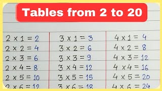 tables from 2 to 20  tables  maths  tables 1 to 10 [upl. by Clover384]