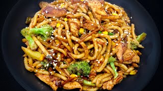 Stir fried Udon noodles  Chicken Udon noodles  Easy and quick Stirfry Udon noodles Recipe [upl. by Hsetim]