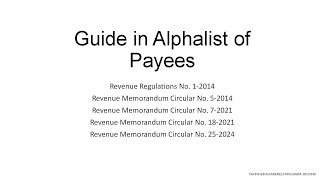 Guide in Alphalist of Payees [upl. by Nnaeus450]