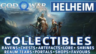 God of War  Helheim All Collectible Locations Ravens Chests Artefacts Shrines  100 [upl. by Iinde733]