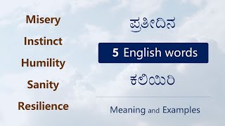 ಈ ಪದಗಳ ಅರ್ಥ ಗೊತ್ತಾ  Misery Instinct Humility Sanity Resilience  English  Kannada Vocabulary [upl. by Ahsia]